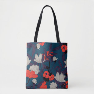 Elegantes blaues u. rotes Blumenmuster