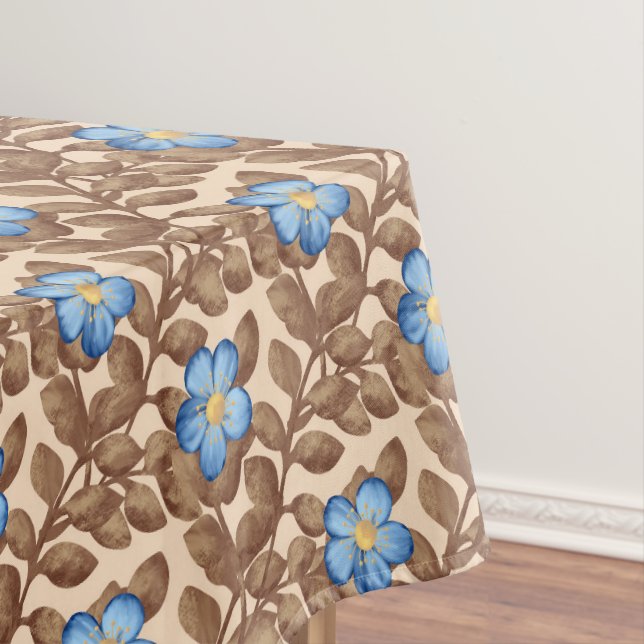 Elegantes blaues und beiges Blumendesign Tischdecke (Beispiel)