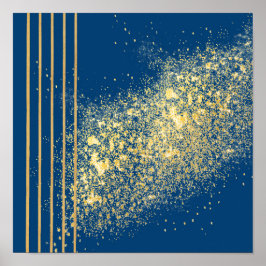 Elegantes blaues und goldenes Streifen Plakatpapie Poster