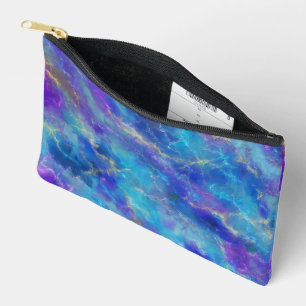 Elegantes blaues und Lila Marmormuster Zubehörtasche