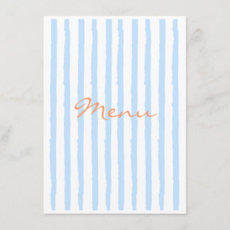 Elegantes blaues und oranges Menü Menükarte