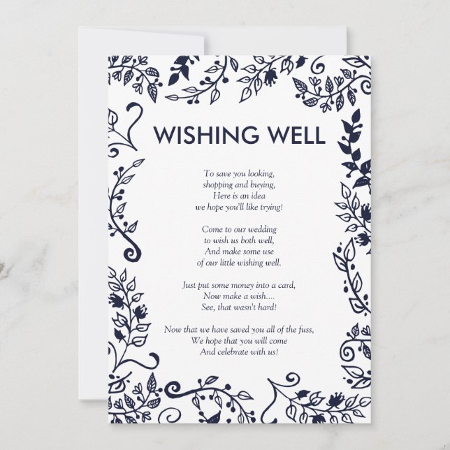 Elegantes, blaues und weißes Blumengeflecht Einladung (Vorderseite)