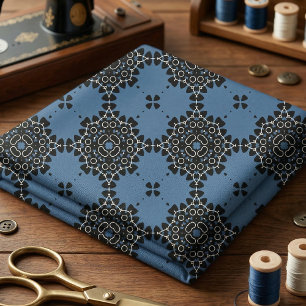 Elegantes blaues und weißes orientalisches Spitzen Stoff