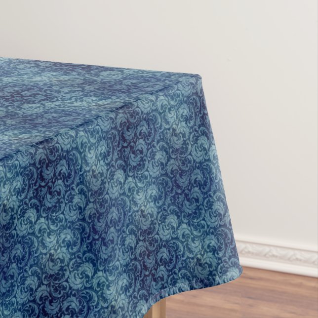 Elegantes Blaues Vintag Damask Muster Tischdecke (Beispiel)