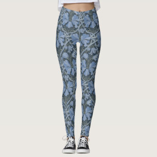 Elegantes blaues Wasserfarben-Blumenmuster Leggings