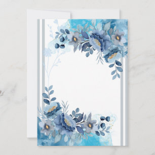 Elegantes blaues Wasserfarbenflora Einladung zur H