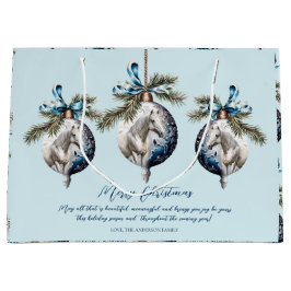 Elegantes blaues Weihnachtsweißpferd Große Geschenktüte