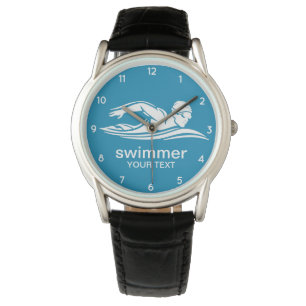 Elegantes blaues weißes Schwimmbad Wasser Armbanduhr