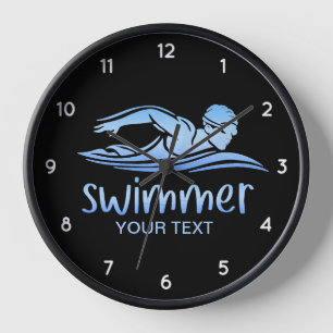 Elegantes blaues weißes Schwimmbad Wasser Uhr