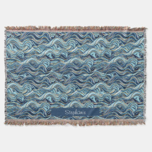 Elegantes blaues Wellenmuster mit goldenen Akzente Decke