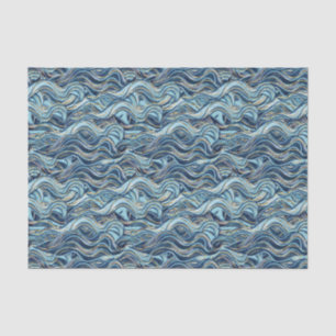 Elegantes blaues Wellenmuster mit goldenen Akzente Seidenpapier