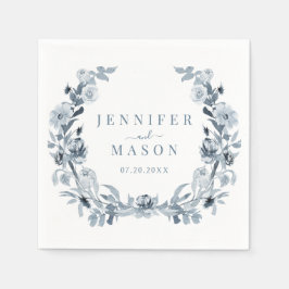 Elegantes blaugraues Blumenblatt Serviette