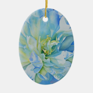 Elegantes blaugrünes florales Aquarell  Keramik Ornament