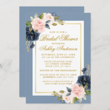 Elegantes blaurosa Brautparty Gold