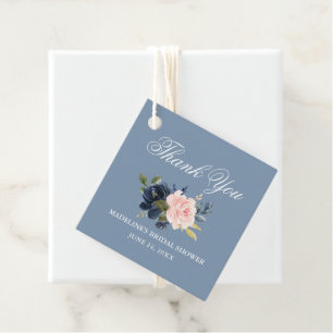 Elegantes, blaurosa, florales Brautparty Geschenkanhänger
