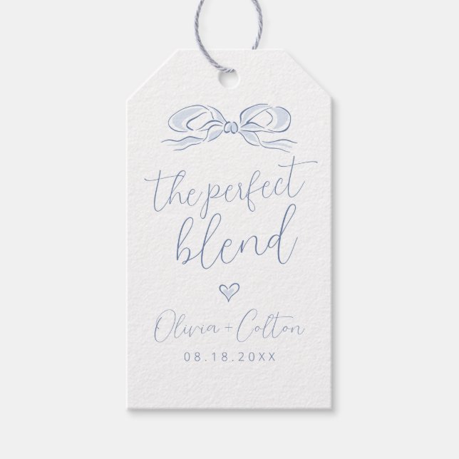 Elegantes Blend Blue Bow Brautparty Geschenkanhänger (Vorderseite)