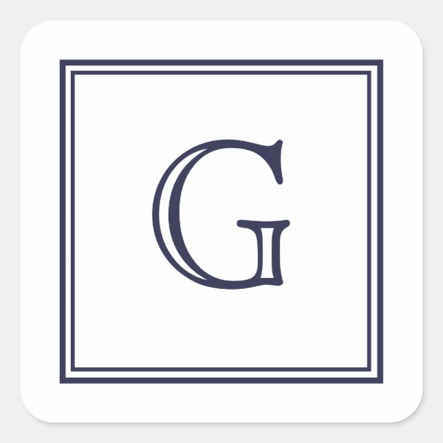 Elegantes Blockmonogramm mit Aufklebern für den Ra Quadratischer Aufkleber (Vorderseite)