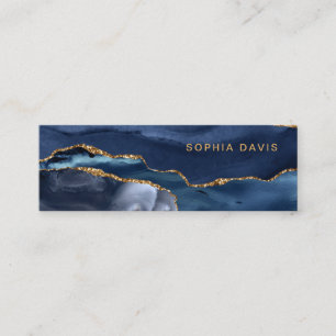 Elegantes Blue Agate mit Imitate Gold Mini Visitenkarte