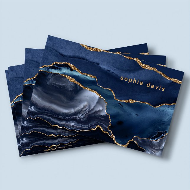 Elegantes Blue Agate mit Imitate Gold Visitenkarte (Von Creator hochgeladen)