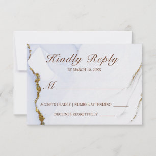Elegantes Blue and Gold Abstract Design Wedding RS RSVP Karte