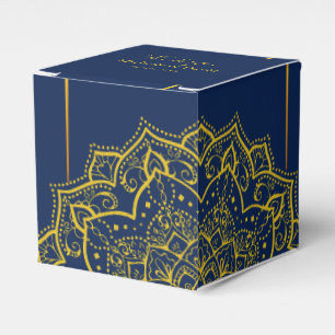 Elegantes Blue and Gold Mandala Gastgeschenk Hochz Geschenkschachtel