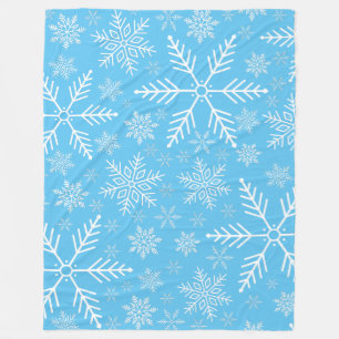 Elegantes Blue Aqua Weißer Winter Snowflake Fleecedecke