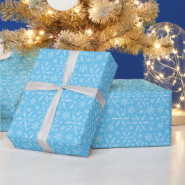 Elegantes Blue Aqua Weißer Winter Snowflake Geschenkpapier