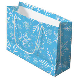 Elegantes Blue Aqua Weißer Winter Snowflake Große Geschenktüte
