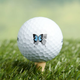 Elegantes Blue Backed Butterfly Shadow Monogramm Golfball