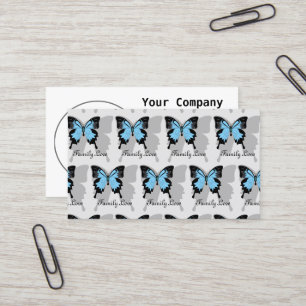 Elegantes Blue Backed Butterfly Shadow Monogramm Visitenkarte