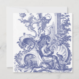 Elegantes Blue Baroque Einladung