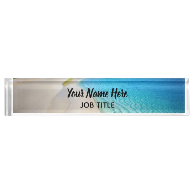 Elegantes Blue Beach Signature Desk Name Plate Namensplakette (Vorderseite)