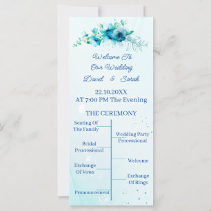 Elegantes Blue Blume Personalisiert Wedding Progra