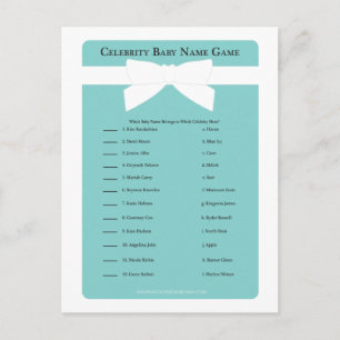 Elegantes Blue Bow Celebrity Baby Name Duwer Game Einladungspostkarte