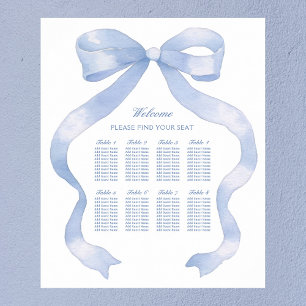 Elegantes Blue Bow Seating Chart Poster