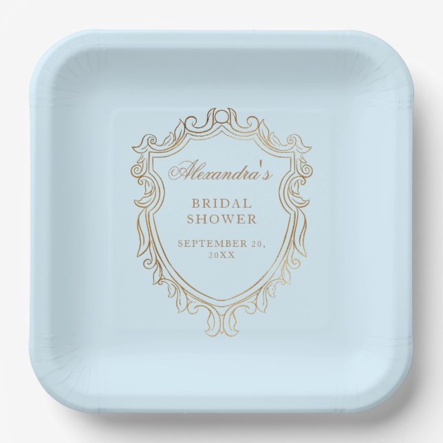 Elegantes Blue Brautparty Party Pappteller (Vorderseite)