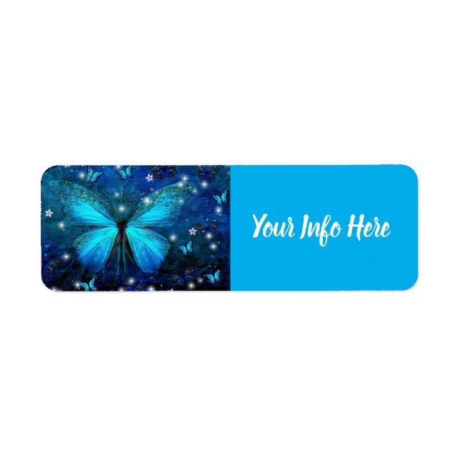 Elegantes Blue Butterfly Label (Vorne)