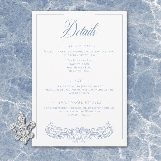 Elegantes Blue Chinoiserie Bird Wappen Hochzeit De Begleitkarte (Elegant Blue Chinoiserie Bird Crest Wedding Detail Enclosure Card)