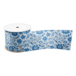 Elegantes Blue Chinoiserie Brautparty Satinband