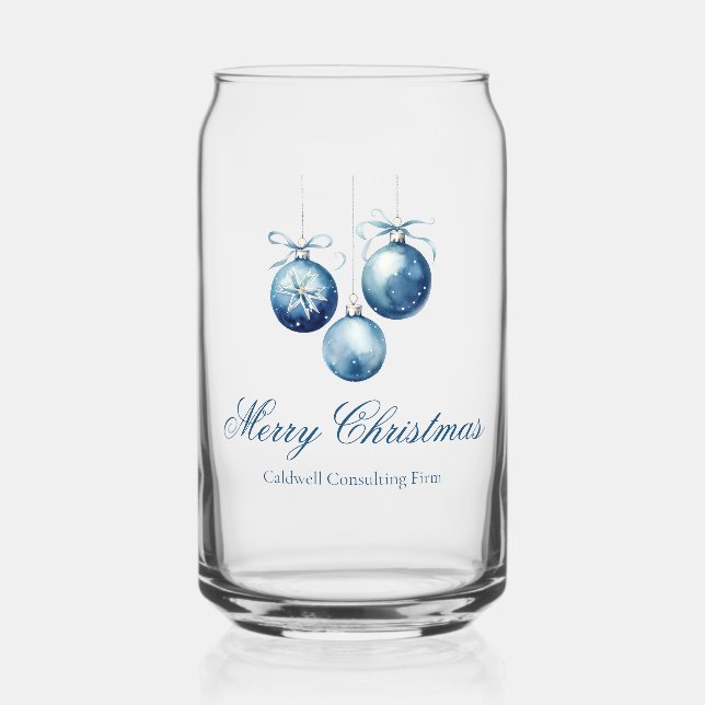 Elegantes Blue Christmas Ornaments Company Party Dosenglas (Vorderseite)