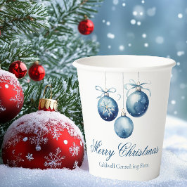 Elegantes Blue Christmas Ornaments Company Party Pappbecher