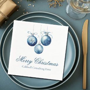 Elegantes Blue Christmas Ornaments Company Party Serviette