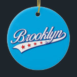 Elegantes Blue Color Brooklyn Swoosh Logo Design Keramik Ornament<br><div class="desc">Elegantes White Brooklyn Swoosh Logo Design</div>