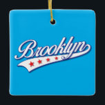 Elegantes Blue Color Brooklyn Swoosh Logo Design Keramikornament<br><div class="desc">Elegantes White Brooklyn Swoosh Logo Design</div>