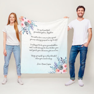 Elegantes Blue Custom Quote Blumengrande Fleecedecke