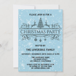 Elegantes Blue Festive Holiday Weihnachten Party S Einladung