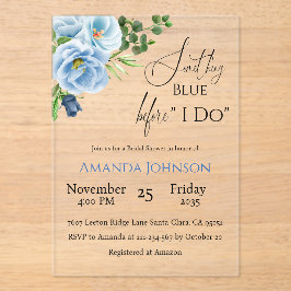 Elegantes Blue Floral Brautparty Acryleinladungen