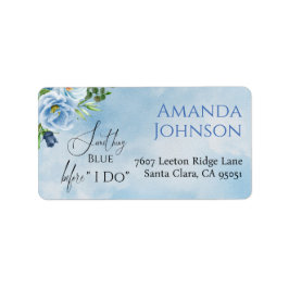 Elegantes Blue Floral Brautparty Adressaufkleber