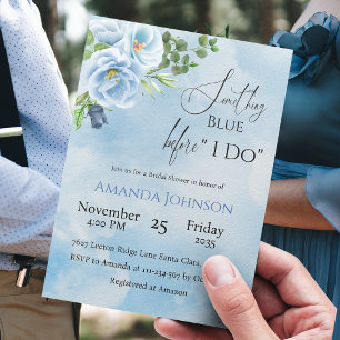 Elegantes Blue Floral Brautparty Einladung