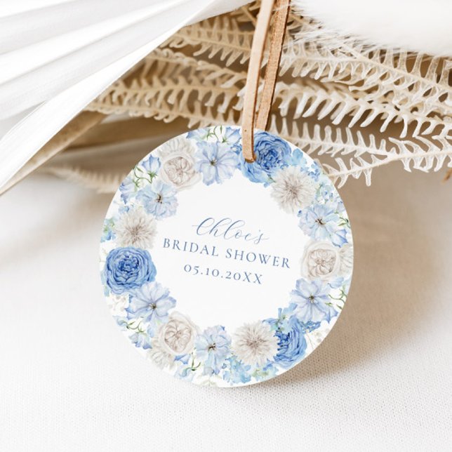 Elegantes Blue Floral Brautparty Geschenkanhänger (Von Creator hochgeladen)